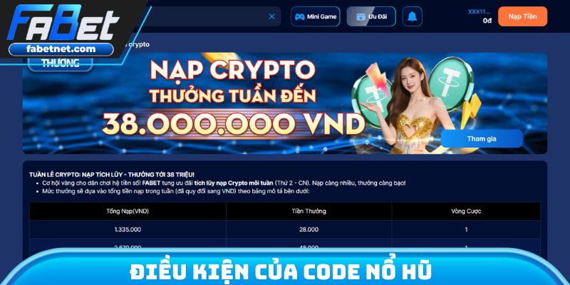 Điều kiện của Code nổ hũ