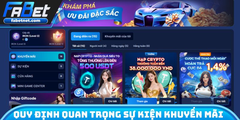 Quy định quan trọng các sự kiện khuyến mãi