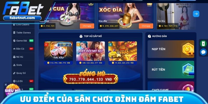 Ưu điểm của sân chơi đình đám FABET 
